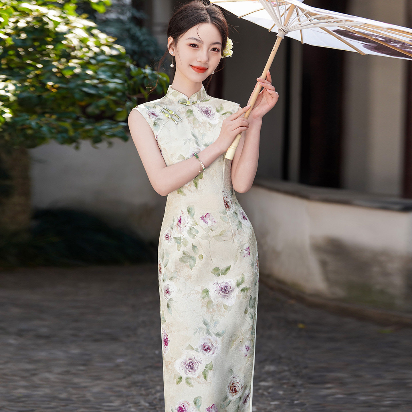 新中式改良旗袍女小个子夏2026新款年轻款无袖中长款可以上班穿的