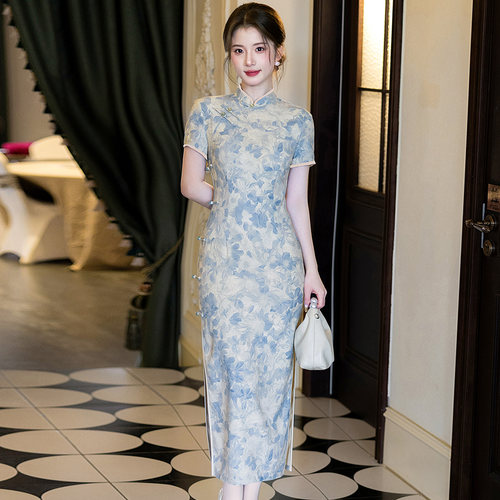 绝美新中式天丝麻旗袍夏年轻款女