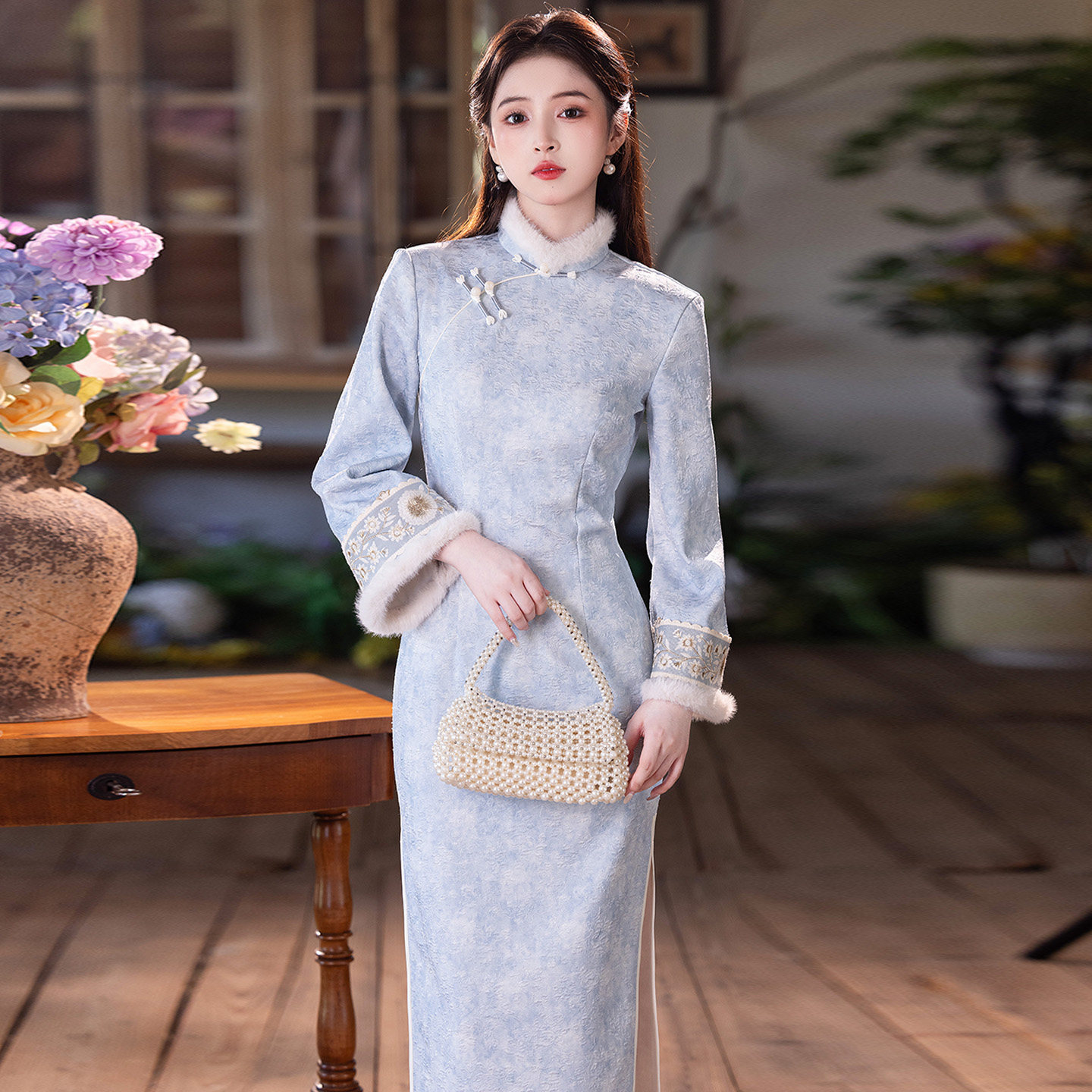 绝美新中式国风加绒加厚旗袍长袖冬季2025新款年轻款改良日常可穿