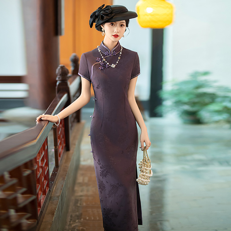 新中式真丝高贵旗袍夏季2025新款中年妈妈复古民国风女装日常可穿