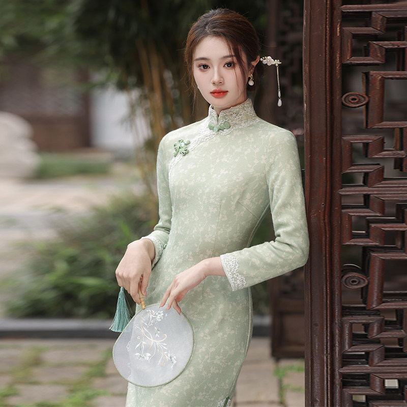 年轻款旗袍女长款春秋季现代改良