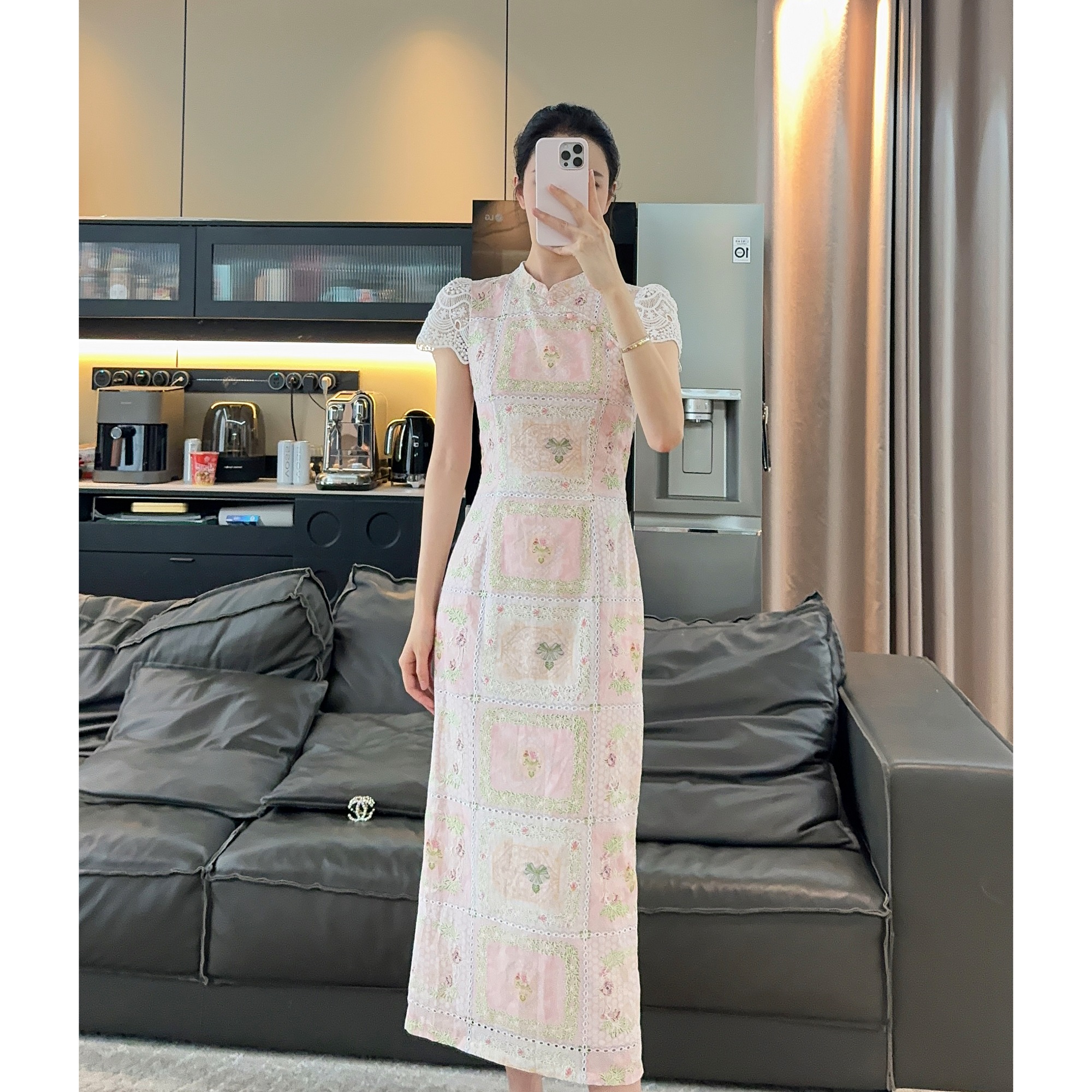 Zwinnie/詹维尼【樱桃纯棉旗袍】高定重工优雅连衣裙 GYS202572