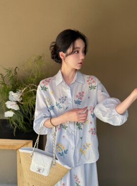 Zwinnie/詹维尼【草木之息】亚麻刺绣+棉松紧腰半裙套装GYT202647
