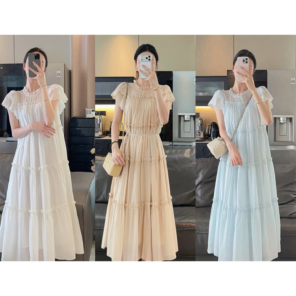 Zwinnie/詹维尼【天使爱美丽】莱赛尔天丝木耳边连衣裙 GYS202420