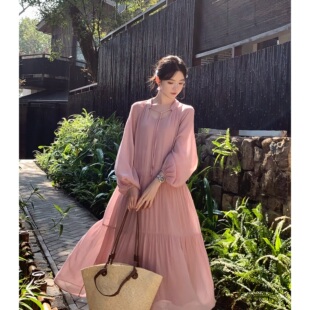 独家系列 晚霞 温柔粉收腰显瘦连衣裙 詹维尼 Zwinnie