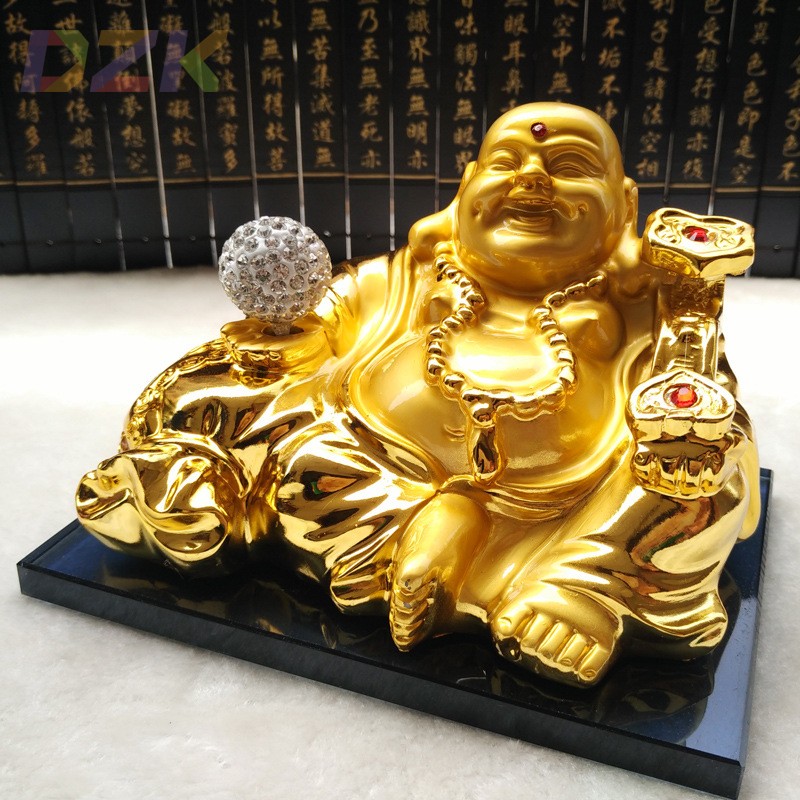 新款太阳能旋转球如意弥勒佛汽车摆件 汽车香水座高端u9