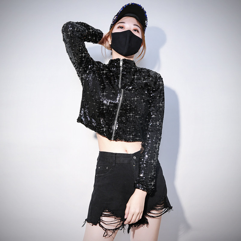 时尚blingbling亮片夹克小外套女短款露腰肚脐港味chic上衣棒球服在类目 女装/女士精品, 短外套中 - 来自Buy2taobao.com提供专业的淘宝代购服务