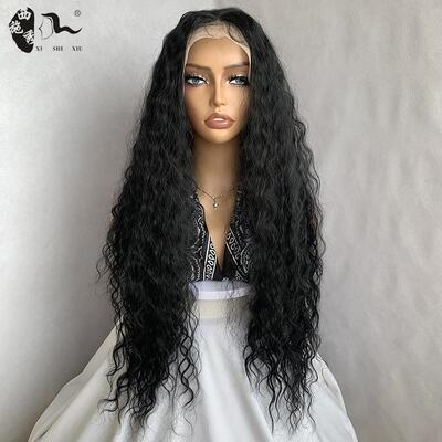 哑光高温丝长卷发蕾丝头套