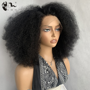 非洲爆炸头前蕾丝假发头套13*4 kinky curly blend hair lace wig