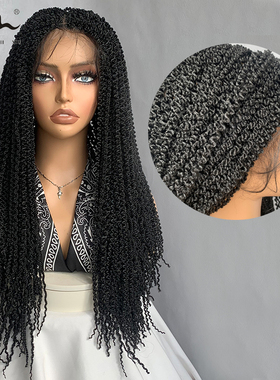 时尚全蕾丝长卷发螺丝卷扭辫非洲脏辫假发头套Full lace wig locs