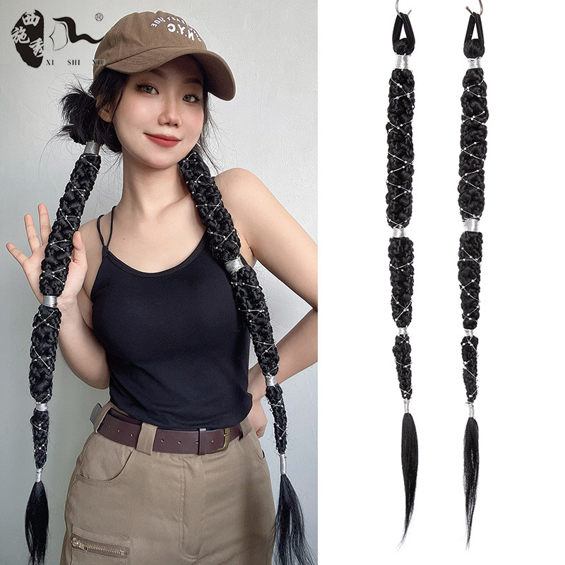 苗疆脏辫时尚拳击辫麻花辫鱼骨辫长款马尾假发网红拍照摄影大辫子