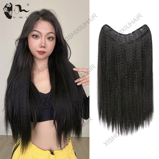 假发片时尚女玉米须隐形接发增发量高温丝蓬松V型一片式长款假发