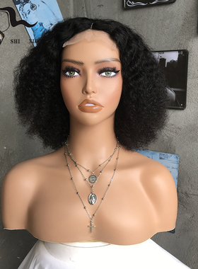8A kinky curly T part human hair lace wigs bob真人发卷发头套
