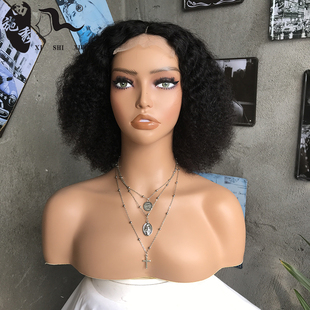 8A kinky curly T part human hair lace wigs bob真人发卷发头套