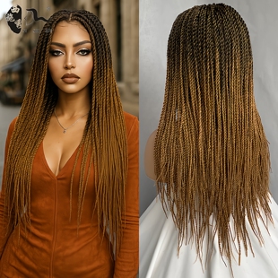 时尚全蕾丝手搓辫扭股辫非洲脏辫假发长头套Braids Full lace wig