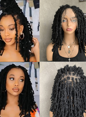 非洲蝴蝶发脏辫全蕾丝假发女短头套Butterfly locs full lace wig