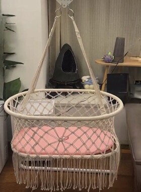 田园风棉绳编织婴儿床