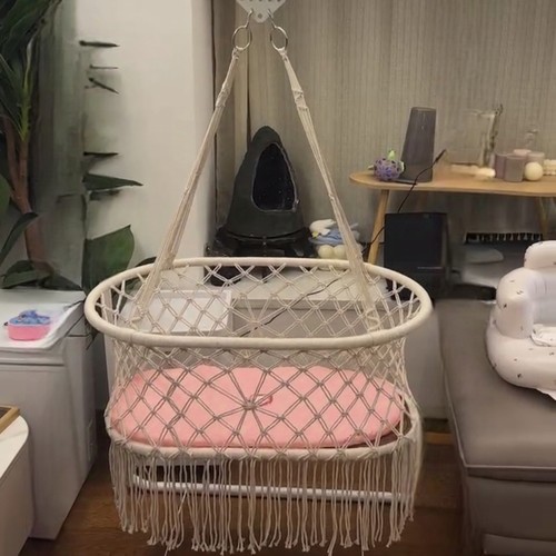 田园风棉绳编织婴儿床