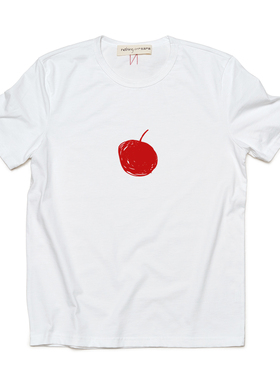 nothing.cn  “吃”系列男基础款短袖T恤/全棉精梳/黑白色0910a