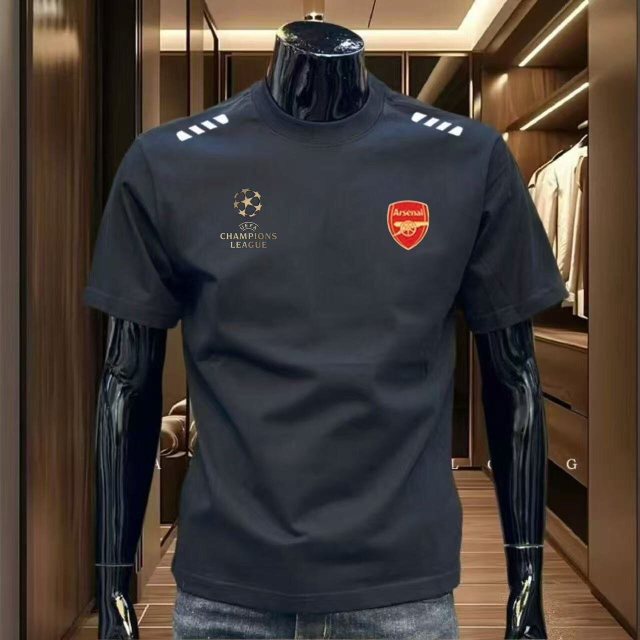 thumbnail for Summer new cotton short sleeve men's Champions League Real Madrid football training T-shirt loose and versatile casual crewneck top tide