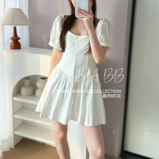 Calie 短袖 方领 鱼骨 连衣裙 有机棉 R家