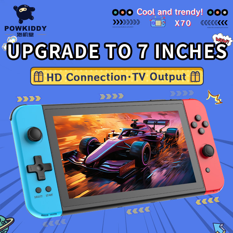霸王小子x70掌上7寸大屏经典视频连电视掌机街机模拟器高清游戏机