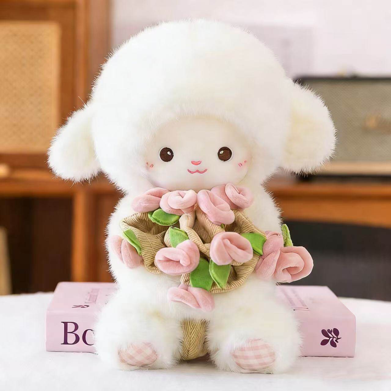 磁吸玫瑰花小羊毛绒玩具公仔玩偶创意花束情侣女友女生生日送礼物