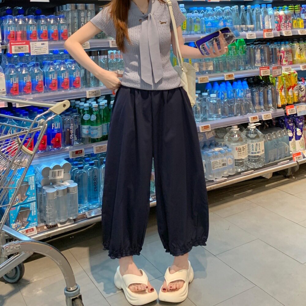 速干气球灯笼裤女春夏新款高腰宽松显瘦哈伦九分萝卜阔腿休闲裤子