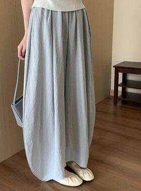 休闲豆荚裤女夏季新款高腰宽松显瘦阔腿遛弯裤垂感百搭奶奶裤