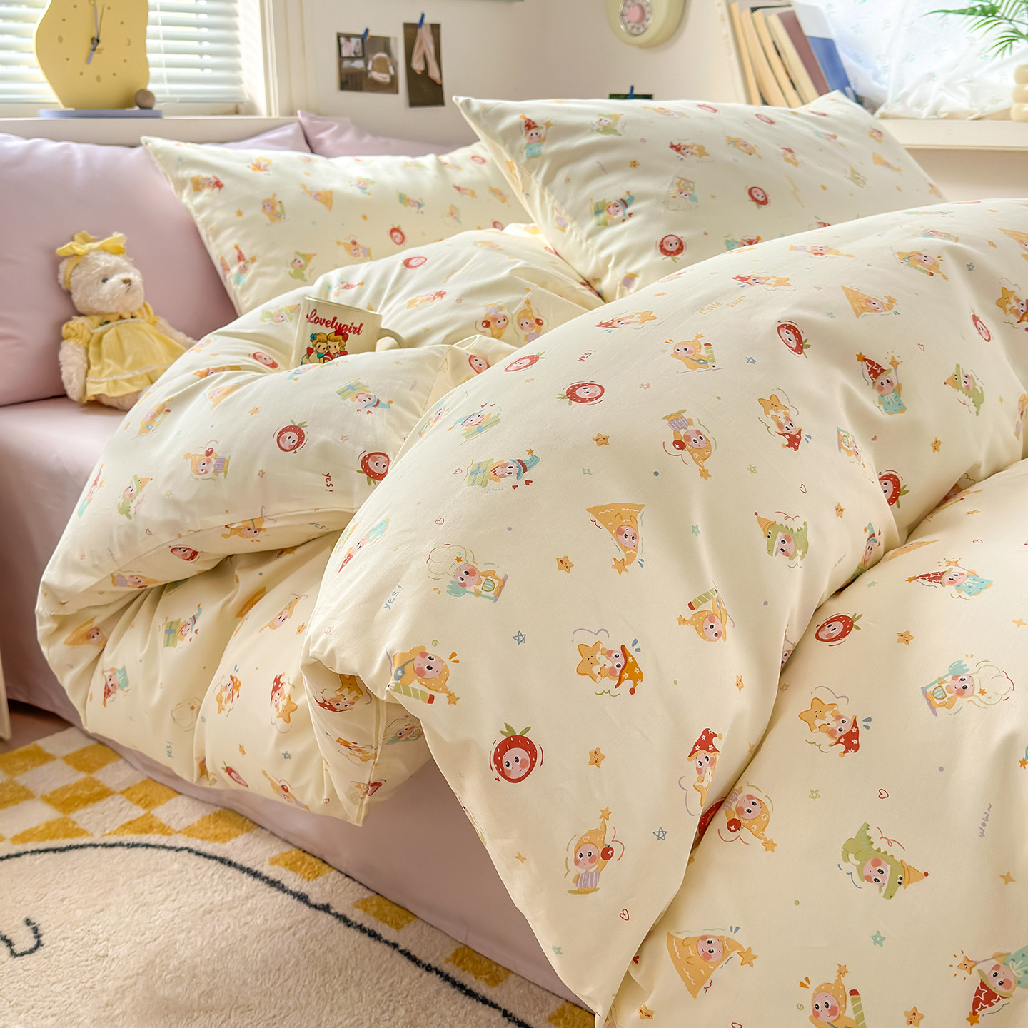 全棉四件套卡通儿童星星被套床单春季纯棉被套学生宿舍三件套1.5m,床上用品,床品套件/四件套/多件套,淘宝优惠券,粉丝福利购,淘宝优惠卷