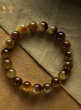 孤品【和田玉·锦瑟流年】高品质美拉德色玉石手链  一物一证