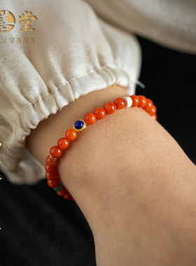 天然南红玛瑙手链朱砂红色手链女