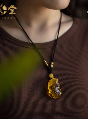 蜜蜡貔貅吊坠毛衣项链锁骨