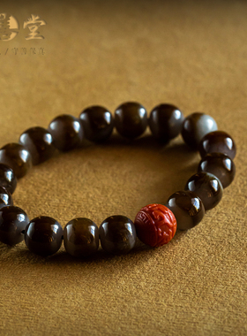 孤品仅此一件天然和田玉朱砂手链