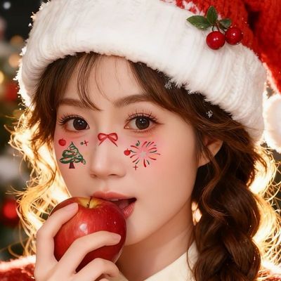 圣诞节妆容脸贴烟花圣诞树红色蝴蝶结节日装饰星星氛围感纹身贴女