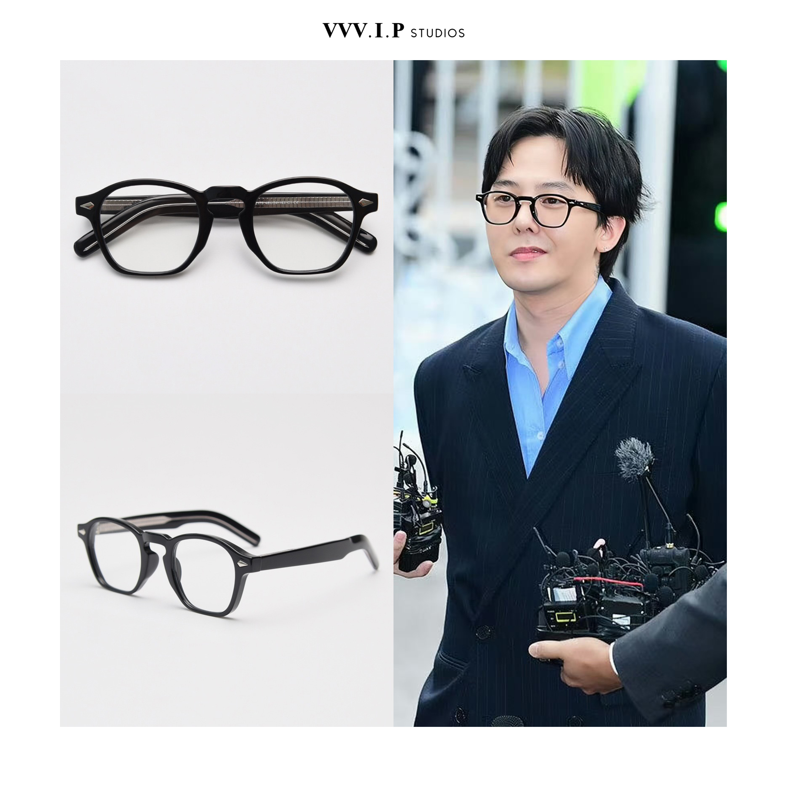 高品 非塑料 gd权志龙同款 黑色近视 粗框眼镜框 米钉素颜框 男女