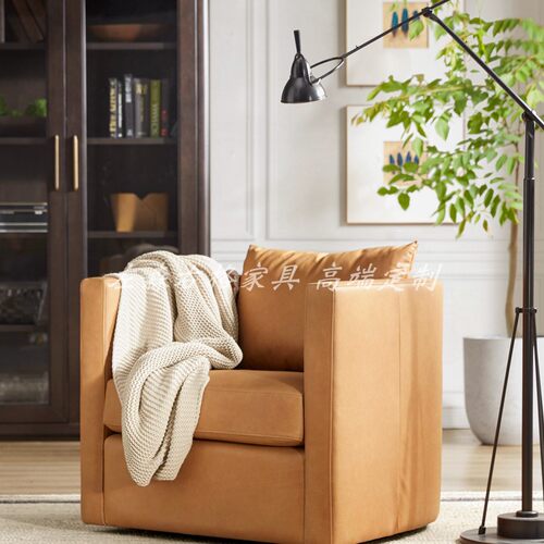 Harbor美式真皮客厅现代轻奢单人位头层牛皮沙发美式休闲椅House