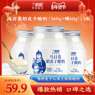 兰格格乌日莫奶皮子酸奶620g内蒙特产草原酸奶大瓶浓稠款