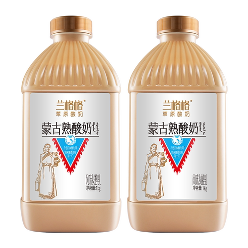 兰格格草原蒙古熟酸奶/蒙马苏里1kg*2大桶畅饮家庭组合装