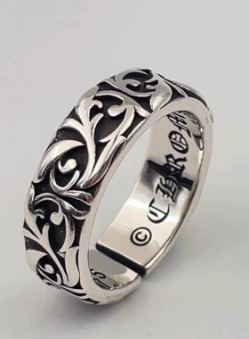 永恒之藤复古戒指男款复古潮流个性食指开口指环酷铜镀银泰银潮牌