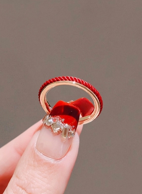 新年红绳开口食指戒轻奢国潮戒指