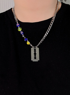 钛钢不掉色琉璃刀片项链