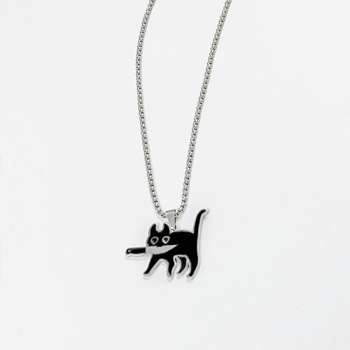 情侣学生叼刀小猫项链