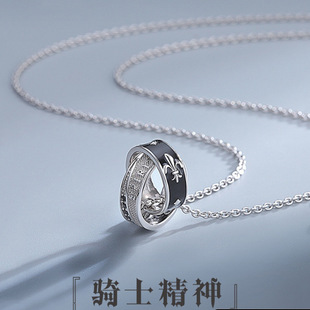 騎士精神項鏈男潮牌個性 百搭輕奢雙環(huán)吊墜送男友配飾 嘻哈2025新款