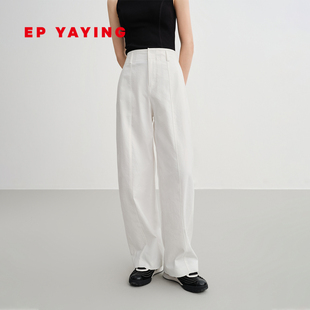 6493A 白色宽松遮肉显瘦直筒高腰弯刀裤 EP雅莹2025秋冬新款 女装