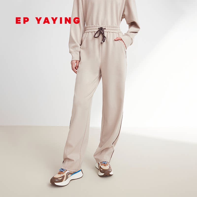 EP YAYING雅莹女装 时尚运动休闲抽绳直筒裤 春装商场同款6448A