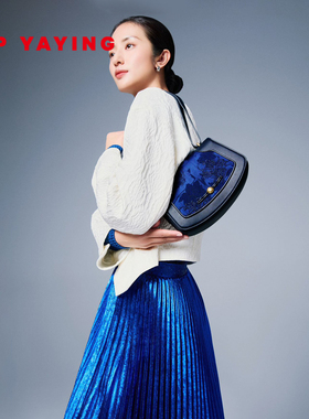 EP YAYING雅莹女包 对襟如意牛皮拼接蚕丝单肩斜挎包 25新品B604B