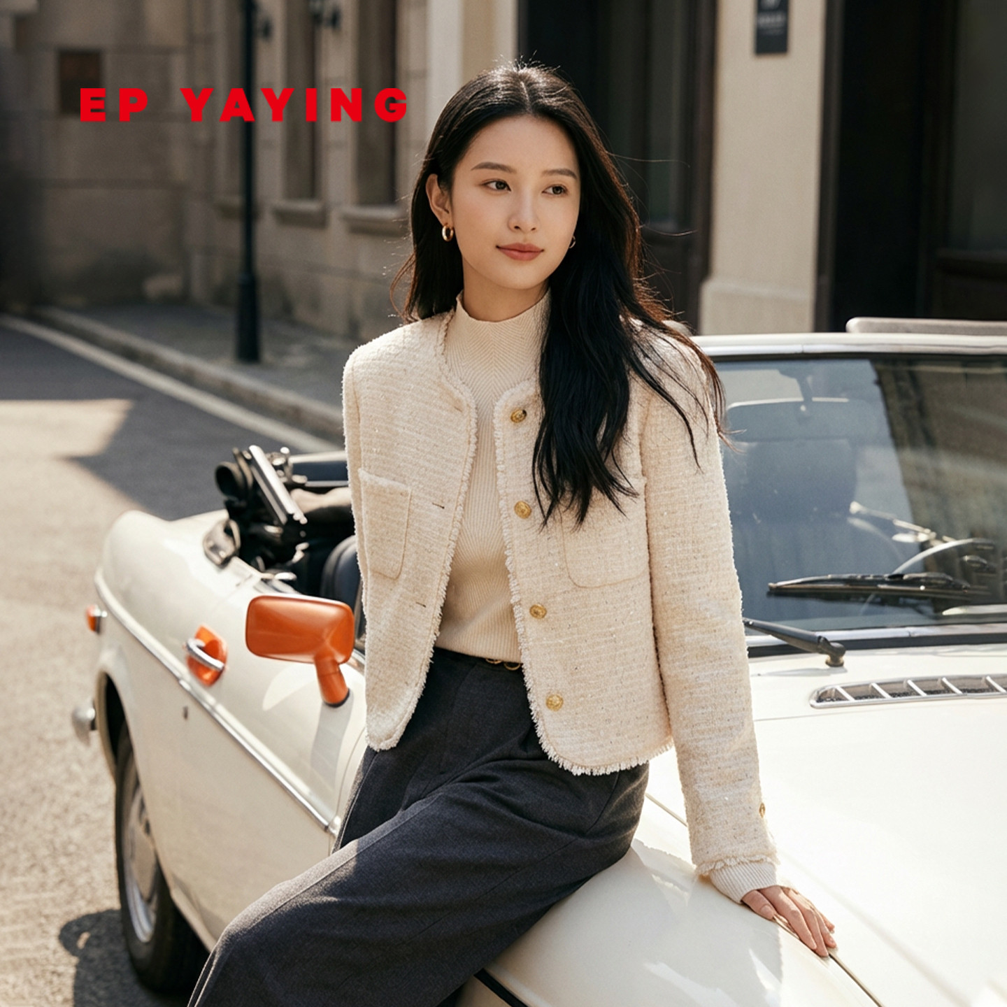 EP雅莹羊毛牦牛绒花呢短外套