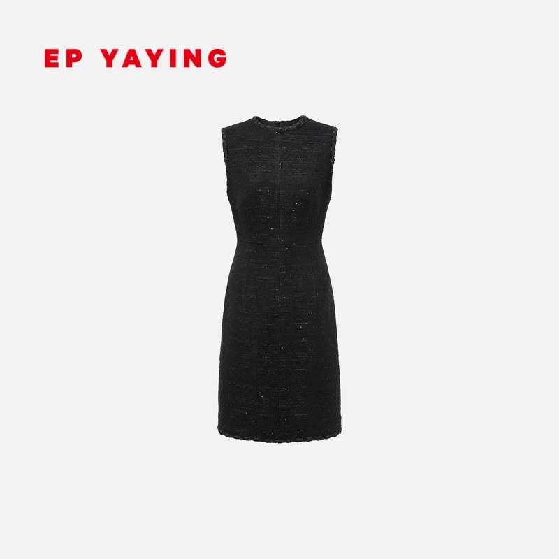 EP雅莹珠片花呢连衣裙小香风