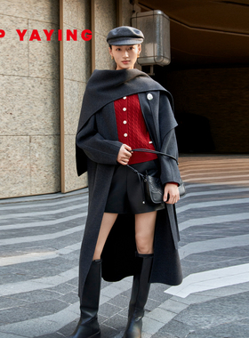 EP雅莹蓝标系列|唐嫣同款纯羊毛围裹式呢大衣外套 商场同款8306A